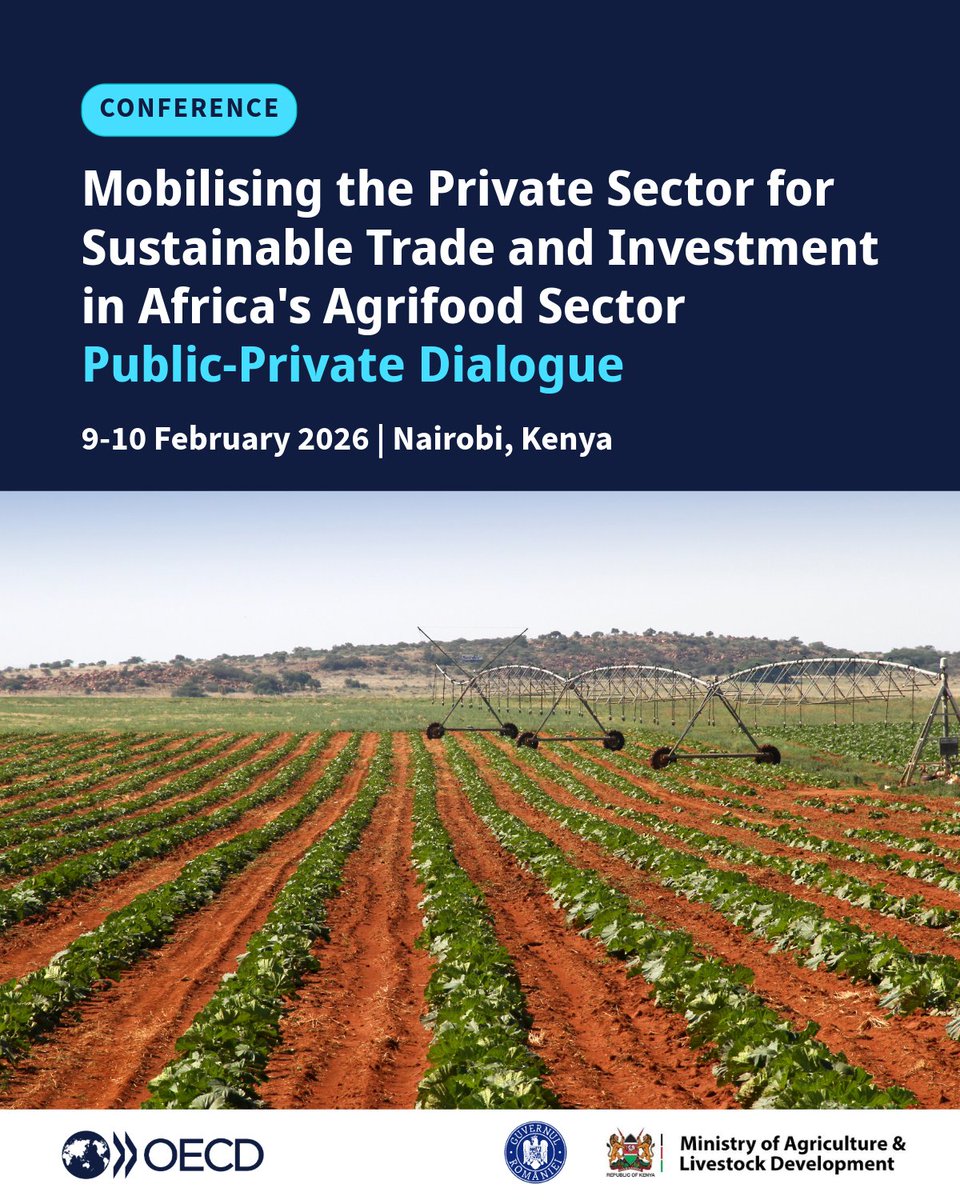 OECDglobal's tweet image. This week @OECD is in Kenya co-hosting a public-private dialogue with @ATO_Kenya &amp;amp; @MAERomania.

Our goal➡️identifying opportunities for more trade &amp;amp; better investment for agricultural value chains &amp;amp; #agrifood systems in Africa.

🔗oecd.org/en/regions/afr…