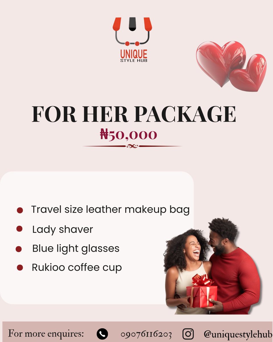UniqueStyleHub's tweet photo. Real talk 💕 
Your Valentine’s gift should still be useful in March, April, and beyond. That’s why we put actual thought into these packages.

Love doesn’t expire, neither should your gifts. 

Call or DM: 09076116203 https://t.co/uI2GIFyML5