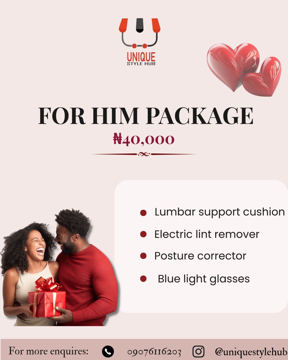 UniqueStyleHub's tweet photo. Real talk 💕 
Your Valentine’s gift should still be useful in March, April, and beyond. That’s why we put actual thought into these packages.

Love doesn’t expire, neither should your gifts. 

Call or DM: 09076116203 https://t.co/uI2GIFyML5