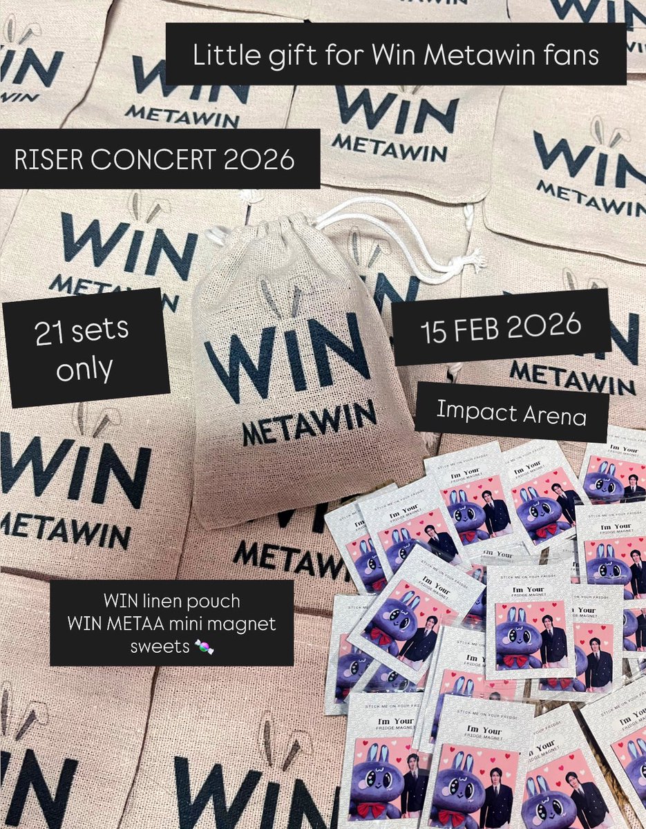 Little giveway for #winmetawin fans 🎁

RISER Concert | 15 Feb | Impact Arena
Limited to 21 sets only 🐰