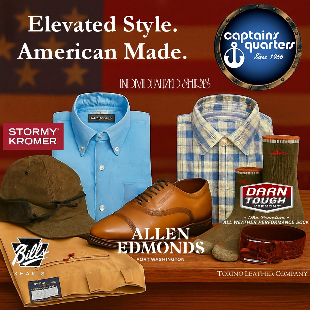 CaptainsQuarter's tweet photo. Celebrating 60 years in downtown Traverse City. Proud to carry American‑made brands built to last. @AllenEdmonds @StormyKromer @DarnTough @BillsKhakis 
📞 231‑946‑7066
🎥 Virtual Tour:  https://t.co/vRacXkW0uc
#DowntownTC #MadeInUSA #AmericanCraftsmanship https://t.co/zQsHtxBe2O