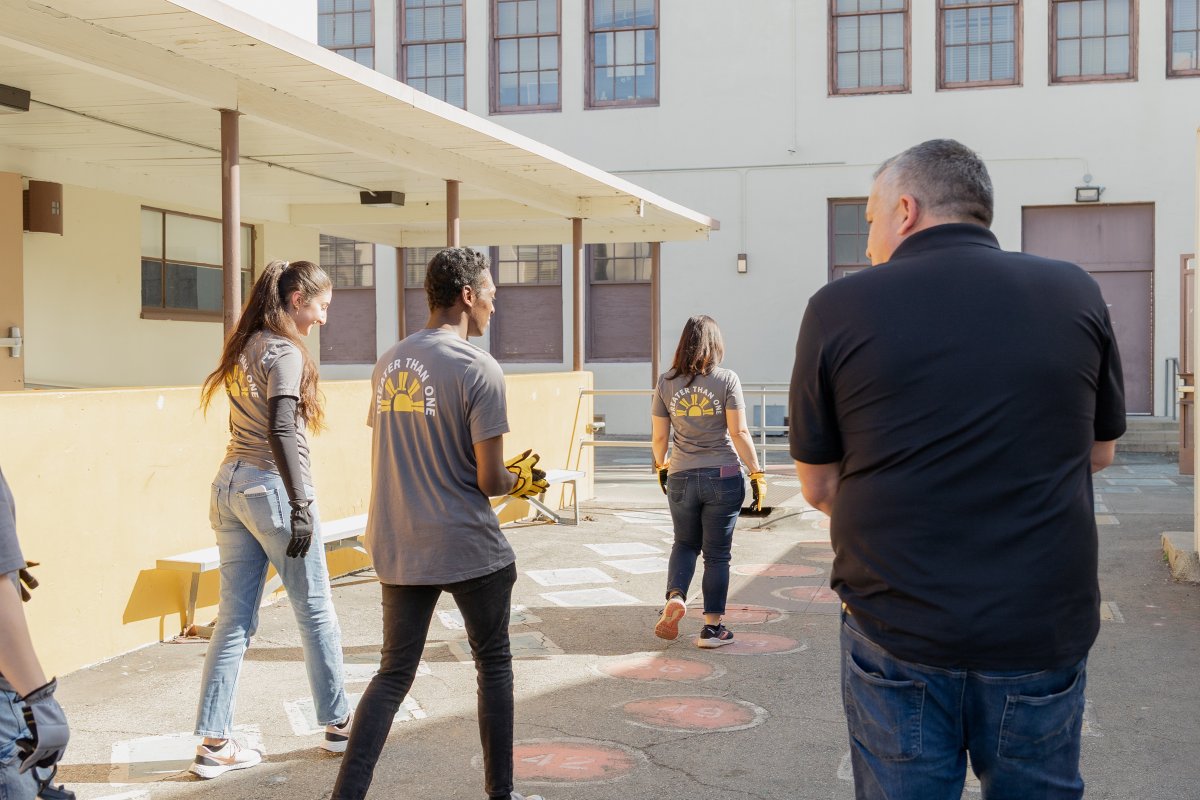DanLambe's tweet photo. One year after the Eaton &amp; Palisades Fires, the scars remain in LA County, but so does hope.

At an Altadena-area school in the burn zone, we planted trees with @amigosrios and generous partners to help restore a space for students. https://t.co/w5imPy0lIW