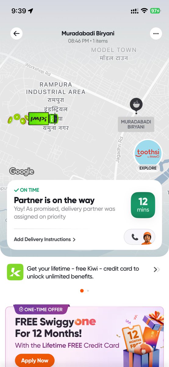 Amanjoshi52's tweet photo. 50+ minutes to assign a delivery partner.
And the audacity to show “ON TIME”.

Stop gaslighting customers, @Swiggy This is pathetic.

#SwiggyFail #WorstService #CustomerExperience #FoodDeliveryFail #India https://t.co/8BYCaWv0bC