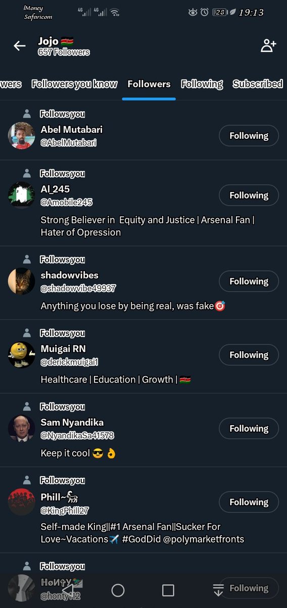 I have just followed those that have followed.
It's your turn follow and as always I always follow back.