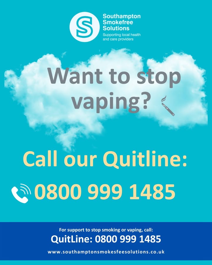 Speak to one of our advisors for advice and guidance on how to stop vaping.

📞0800 999 1485
🌐 southamptonsmokefreesolutions.co.uk/contact/

#Southampton #stopvaping #free #support