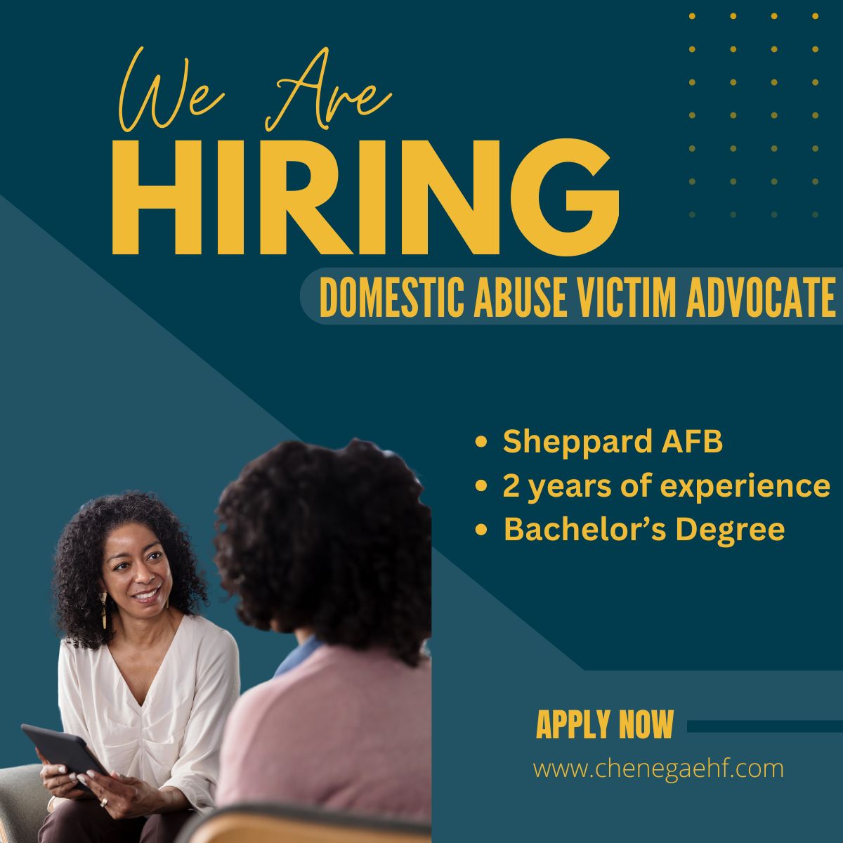 ChenegaCorpEHF's tweet image. We are hiring to join our advocate team at Sheppard Air Force Base apply at the link below
careers.chenega.com/ehf/jobs/39221…
#chenega #chenegafamily #nowhiring #joinourteam