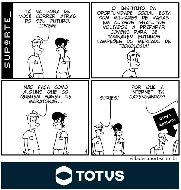 O IOS, instituto fundado e mantido pela <a href="/TOTVS/">TOTVS</a> , está com mais de 1.300 vagas em cursos gratuitos para jovens, em áreas como Análise de Dados, IA, Digital Commerce, Programação Web, entre diversos outros! inscricao.ios.org.br/2026