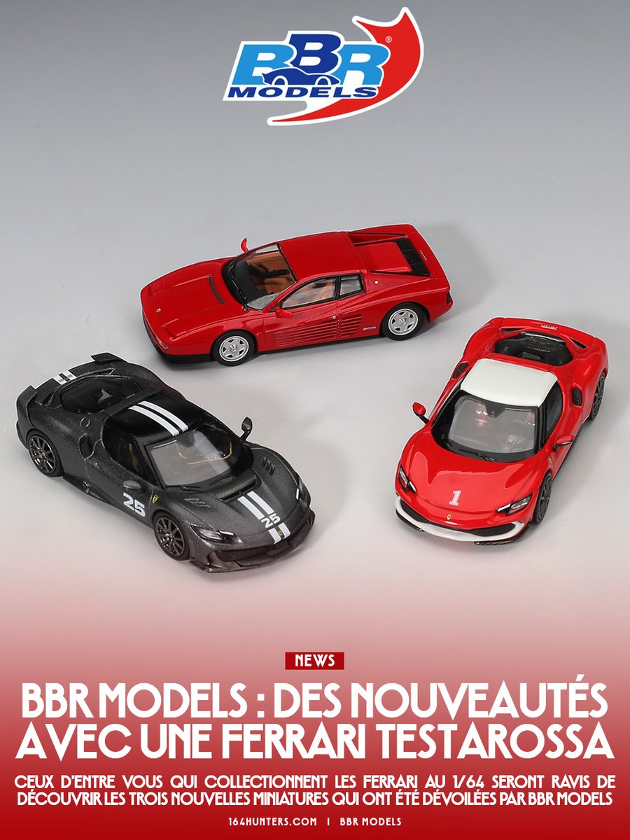 164hunters's tweet photo. 🇫🇷 BBR Models : Des nouveautés avec une Ferrari Testarossa
🇯🇵 BBRモデル:フェラーリ・テスタロッサを含む新製品
🇺🇸 BBR Models: New releases including a Ferrari Testarossa
---
@MINIGT64 #BBRModels #Ferrari
▶ Lien en commentaire https://t.co/gxHCz9aanV