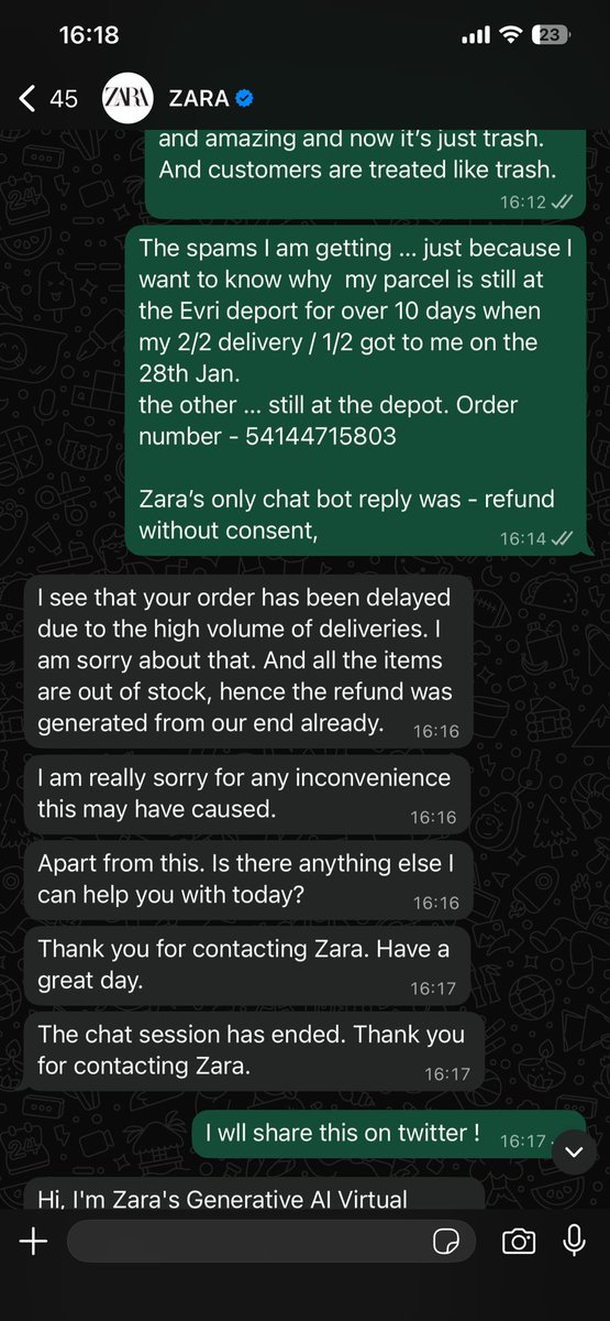WillowtheeWisp's tweet photo. @ZARA_Care @ZARA I waited 10 days to find out what happened to my order. It took me 3 hours to get the answer .. #ofcom #mailonline @DailyMail @Independent #fastfashion #massmarketfashion #scam https://t.co/SYyFcsLFOF