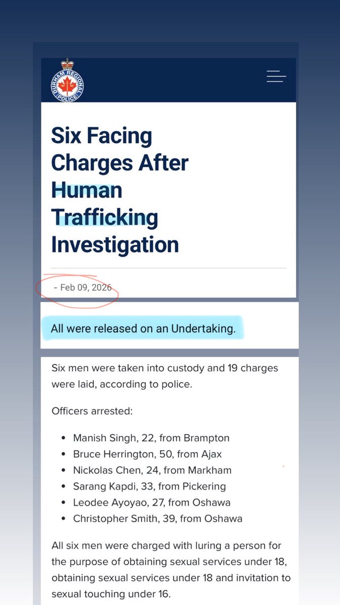 MelissaLMRogers's tweet image. ONTARIO 🇨🇦 6 men arrested for Human Trafficking for the purposes of SEX Services, and surprise surprise, ALL RELEASED 🤯

In what sane world does this make sense