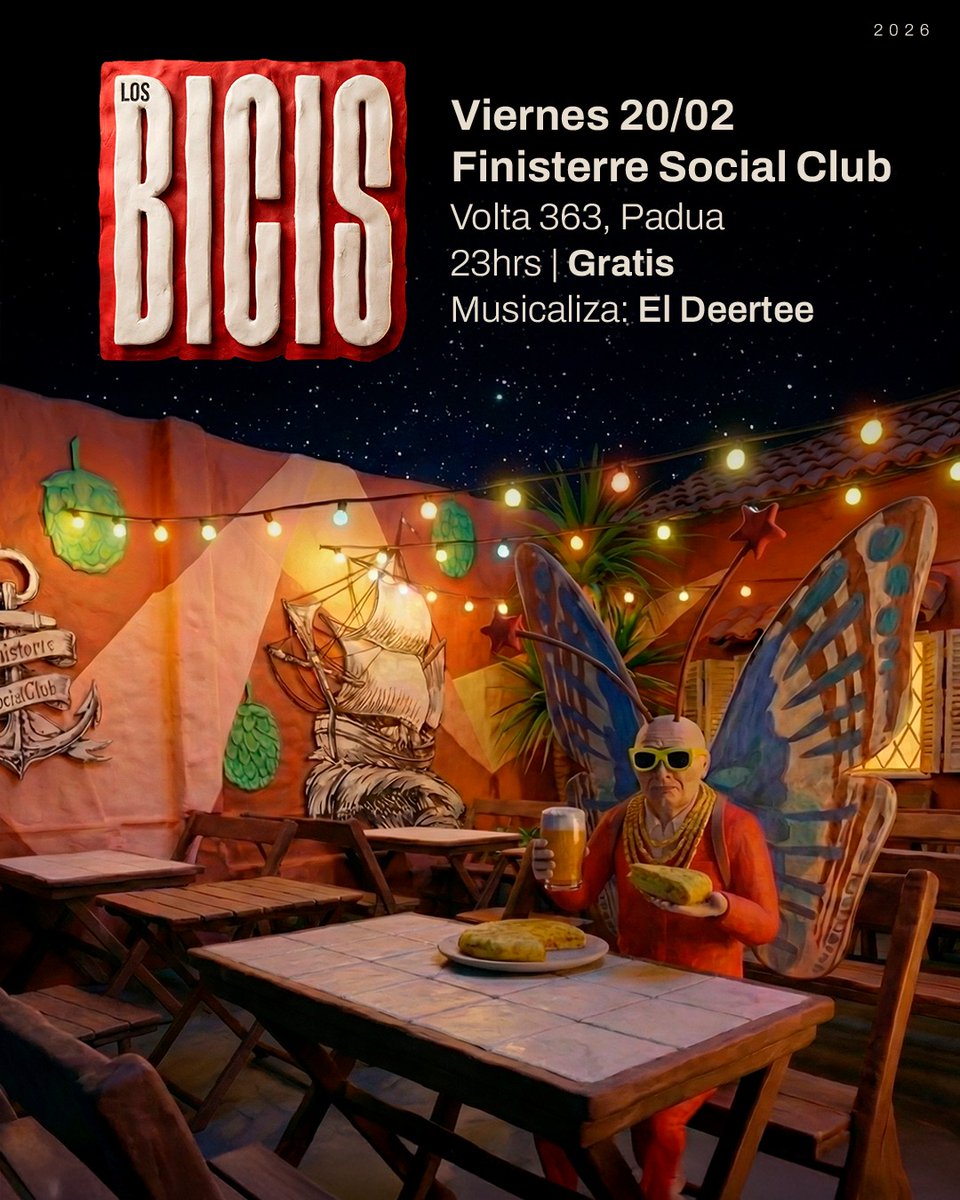 PRIMER SHOW DEL AÑO 🚲🔥
LOS BICIS en vivo
📅 Viernes 20/02 – 23 hs
📍 Finisterre Social Club, Padua
🎟️ GRATIS
🎧 El Deerte

¿Venís al arranque del año con nosotros?