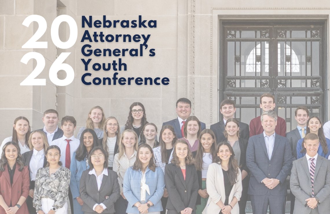 NEAttorneyGen's tweet photo. We are accepting applications to the 2026 Attorney General’s Youth Conference. High School Juniors and Seniors are welcome to apply by March 1st. @NCSAmike @NCSAToday @NASBonline https://t.co/2NwY7EvnAa