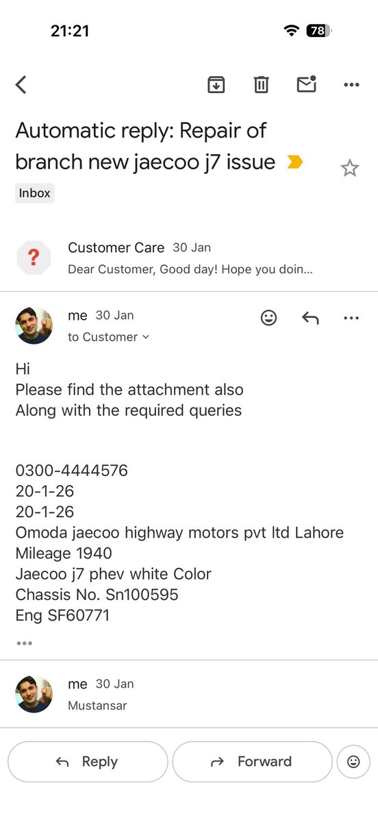 MustansarRiz1's tweet photo. @OmodaJaecooPK @pakwheels I purchased jaecooj7 on 20:1:26 4m omoda highway motors lahore 
On26/1/26 icheked tyre low pressure
When mechanic opened the tyre it was already repaired from two sides I complaint to the ofc and emailed omoda motors  but no reply 
This z highly pathetic https://t.co/nHxcoS7f8O