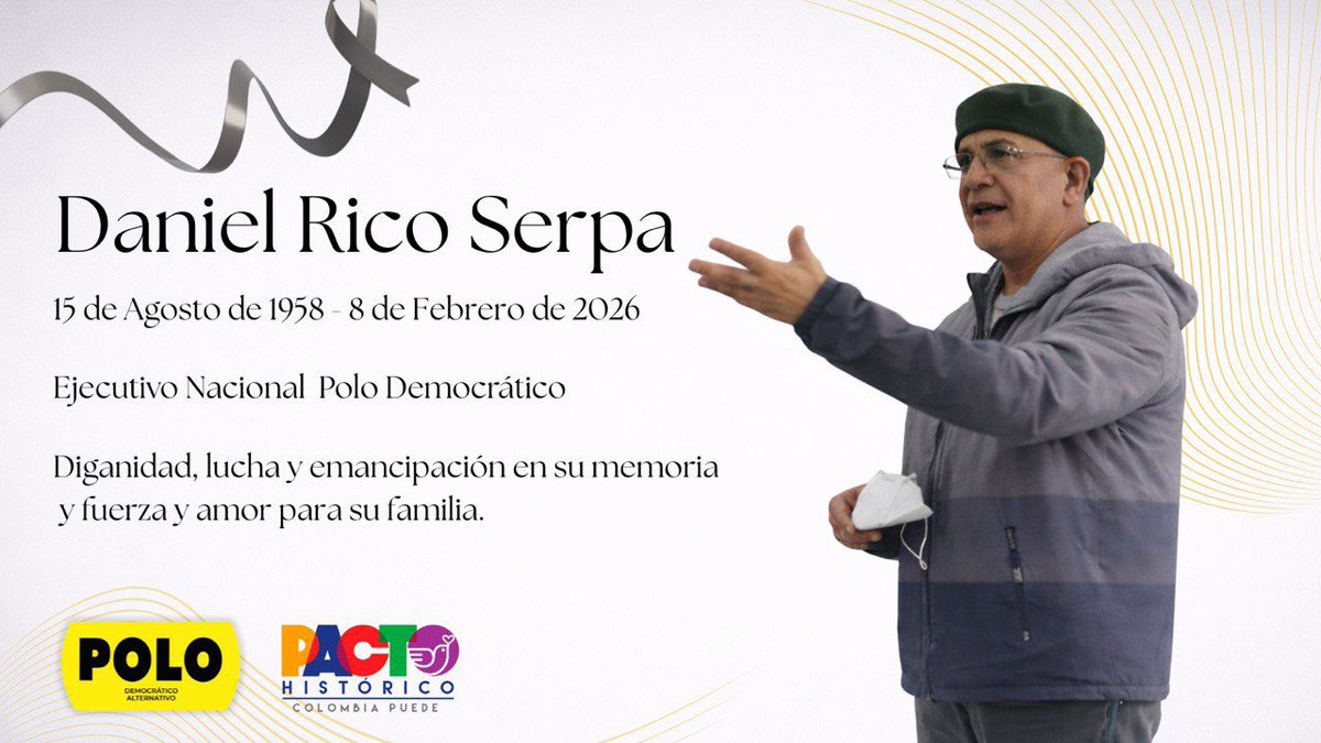 PoloDemocratico's tweet photo. Lamentamos la muerte de nuestro compañero Daniel Rico.

Construyó unidad de izquierdas y organización sindical. Su vida fue ejemplo de amor eficaz. Su legado inspirará luchas por la dignidad para la clase trabajadora. https://t.co/py8legpFJq