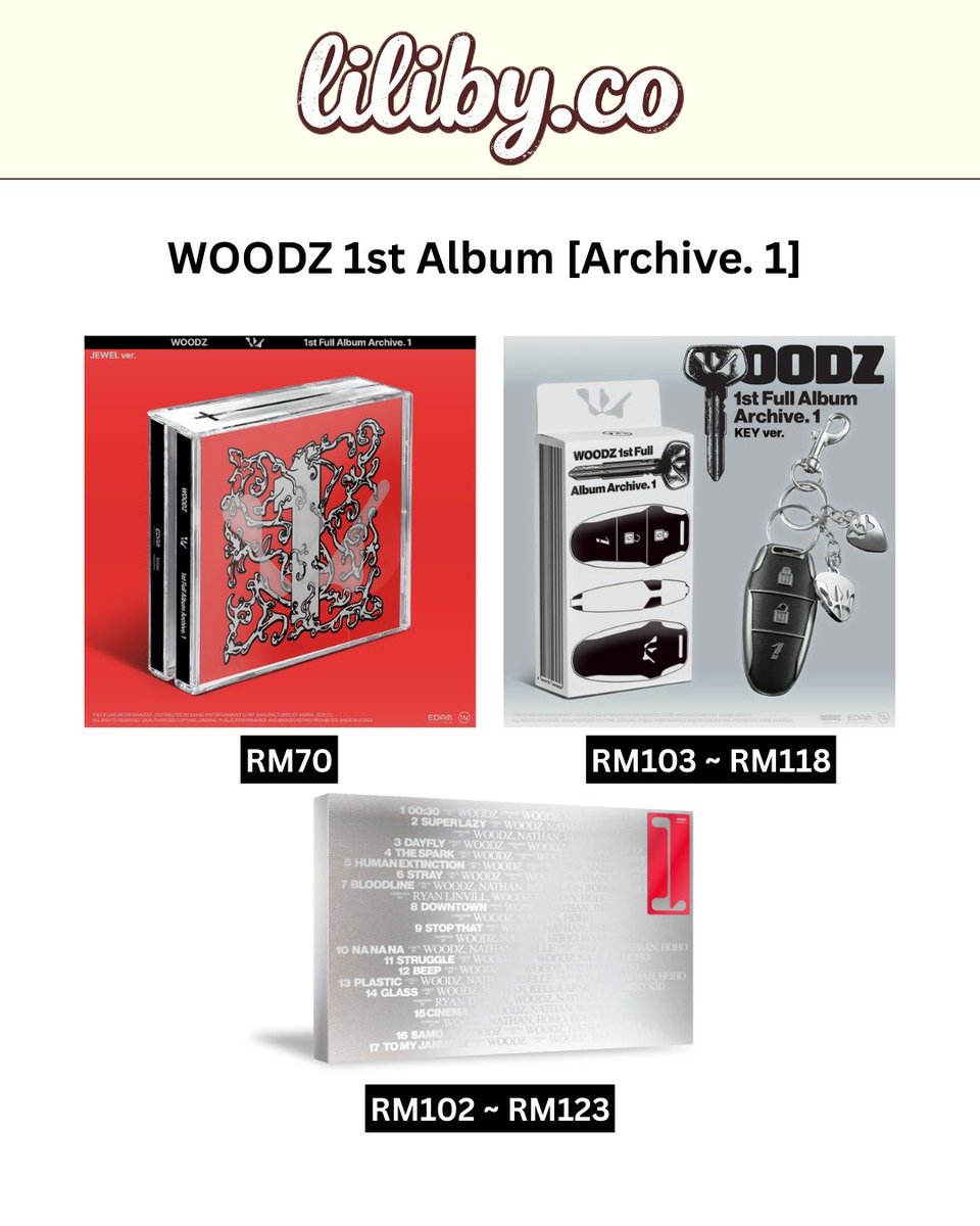 LiLiby_mygo's tweet photo. [MYGO🇲🇾] WOODZ 1st Album [Archive. 1]

Main Ver💰RM102 ~ RM123
Key Ver💰RM103 ~ RM118
Jewel Ver💰RM70

📅due : 3 March 8pm
🚚kr shipping date : 4 March
❌no second payment
📮+RM8 WM | +RM16 EM | +RM26 SG

#pasarWOODZ @pasarWOODZ https://t.co/RIdYOh3koW