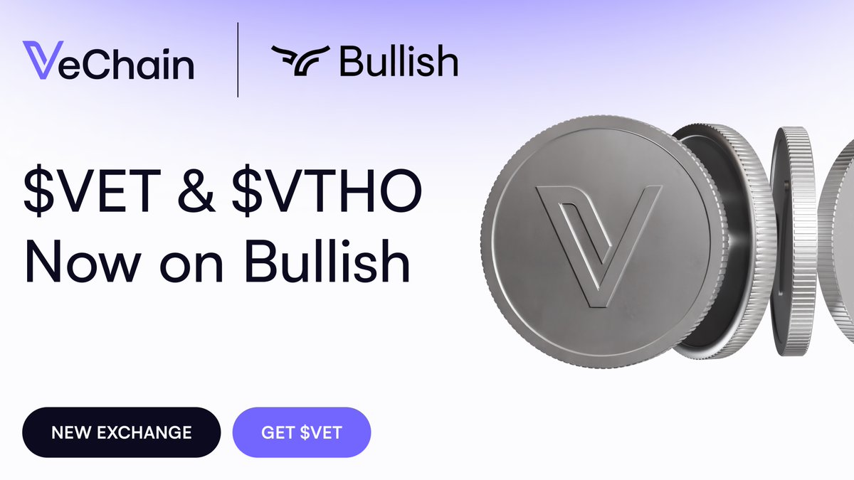 ICYMI: $VET and $VTHO are being listed on <a href="/Bullish/">Bullish</a>. 

As a regulated exchange serving institutional and professional clients, we're pleased to have been made available. 

#Bullish