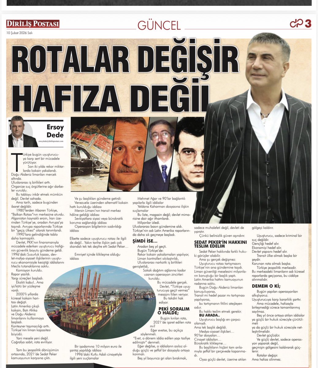 Sedat Peker hakkında farklı görüşler olabilir.
Ama şu gerçek değişmez:
Uyuşturucu rotası tartışmasını Türkiye’nin ana gündemine taşıdı. Liman güvenliği meselesini milyonların konuştuğu bir başlık yaptı. Latin Amerika hattını kamuoyunun radarına soktu.
Bugün Doğu Akdeniz