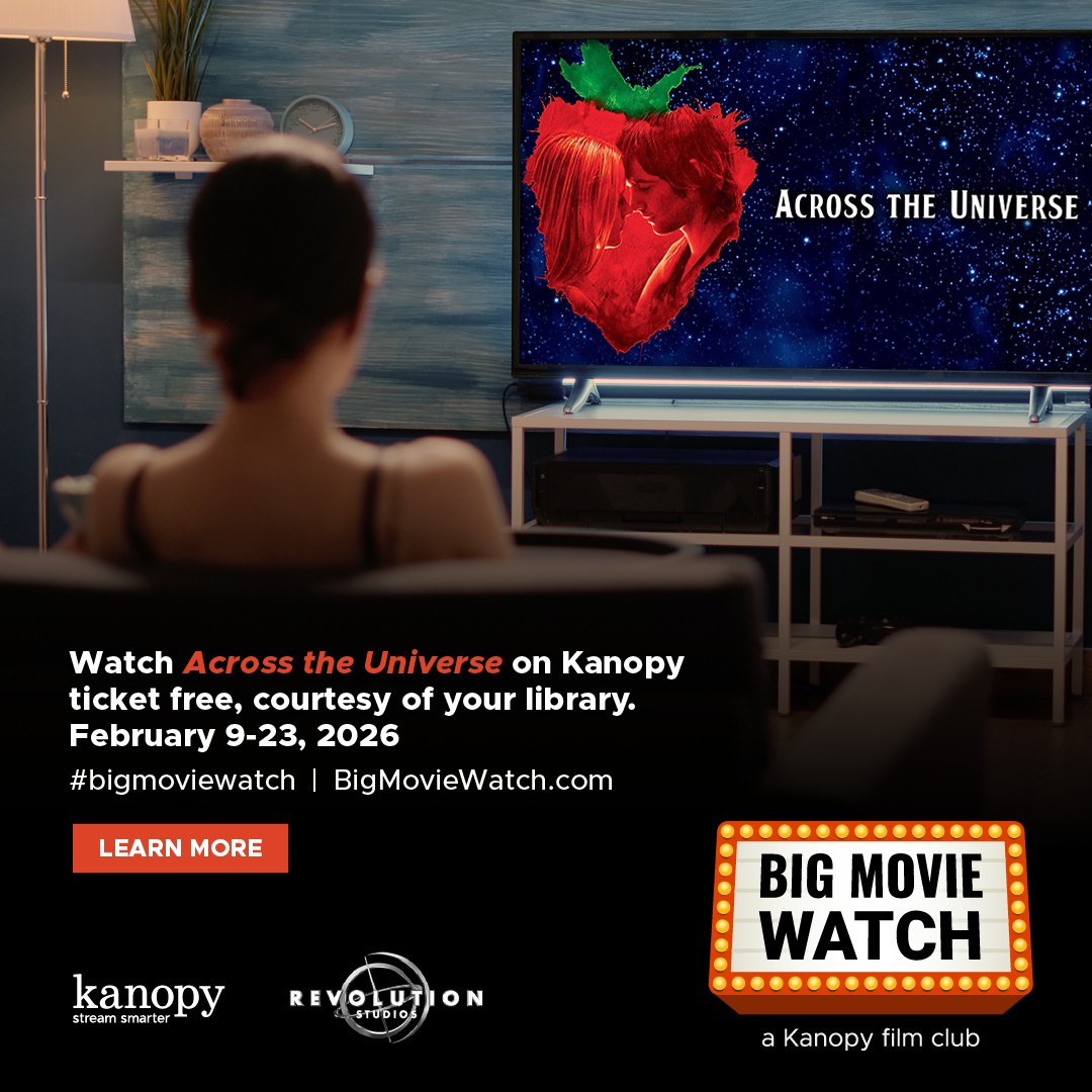LyonTwpPL's tweet photo. Across the Universe is Kanopy’s Big Movie Watch! Set to iconic Beatles songs, this musical follows two young lovers as they navigate the turbulence, passion and cultural change of the 1960s. Stream it for FREE with your LTPL card until February 23.
Watch: https://t.co/zAfxPs8pGl https://t.co/fC5LrA7TNv