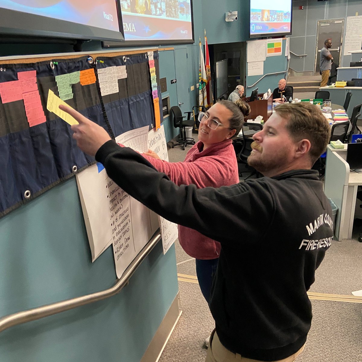 MartinCountyEMA's tweet image. 🧐Last week, Amy and Collin attended the Planning Section Chief class in Palm Beach County. They learned all about tracking resources with "T" cards, effective documentation, and putting together an Incident Action Plan. #MartinReady #Training #PlanningP