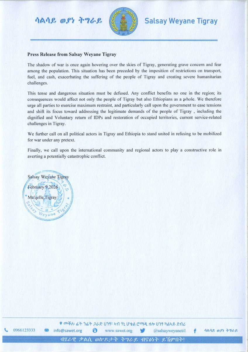 salsayweyaneti1's tweet photo. Finally, we call upon the international community and regional actors to play a constructive role in averting a potentially catastrophic conflict. https://t.co/BxCkjod4wI