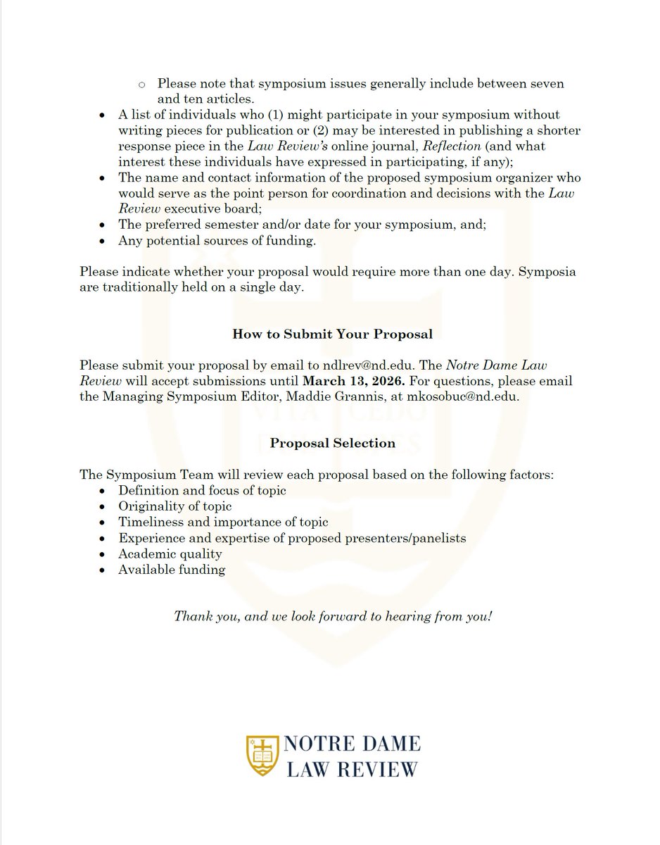 Nᴏᴛʀᴇ Dᴀᴍᴇ L. Rᴇᴠ. (Notre Dame Law Review) tweet media