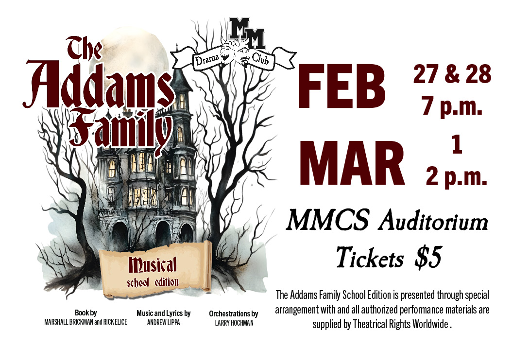 MtMorrisCentral's tweet photo. They’re creepy, they’re kooky, and they’re coming to the MMCSD stage! 🕷️🎭

Join us for the school edition of The Addams Family in the MMCSD Auditorium!

Friday, February 27th at 7 p.m.
Saturday, February 28th at 7 p.m.
Sunday, March 1st at 2 p.m. https://t.co/UINWWRYmRb