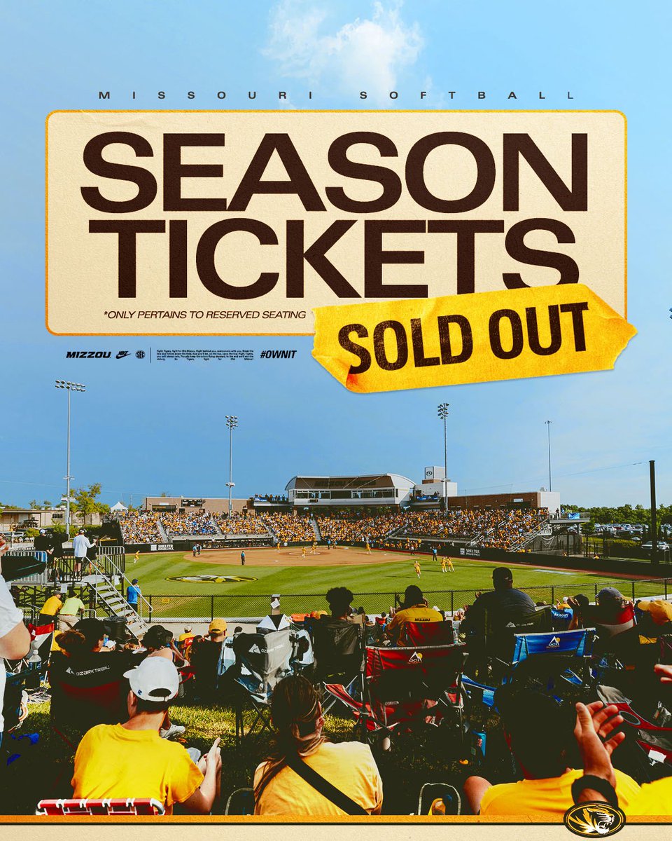 MizzouSoftball's tweet image. MAKE THAT 5 YEARS IN A ROW‼️

Reserved season tickets for this softball season are sold out, but don’t worry tickets on the Berm are still available 🙌

🔗 am.ticketmaster.com/mizzou/

#MIZ 🐯🥎 | #OwnIt