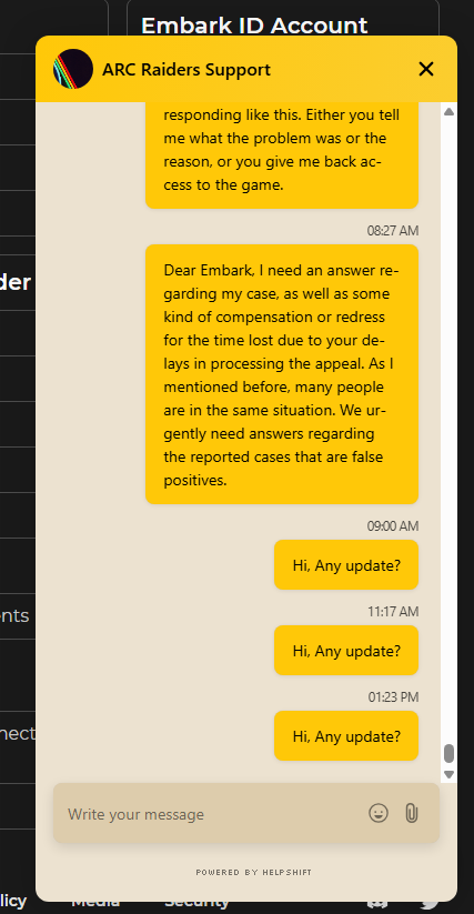 t1ffax's tweet photo. @ARCRaidersGame Is any employee going to take responsibility and resolve my case? Or do I have to keep waiting? It's been three weeks and several days and I still haven't received a concrete response. https://t.co/d2RGTuOT54