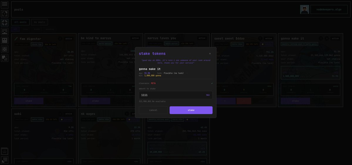 🌐 Over 200m $NIKO staked, 1000+ NFTs staked

dao.polaris.city

#algorand $defi