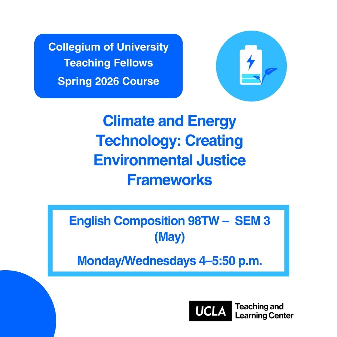 UCLAengineering's tweet image. Calling @UCLA materials science and engineering majors! Check out a new course designed and taught by @MSEucla doctoral student Garret May on climate technology and other energy innovations. Enrollment opens this week! teaching.ucla.edu/news/spring-20…