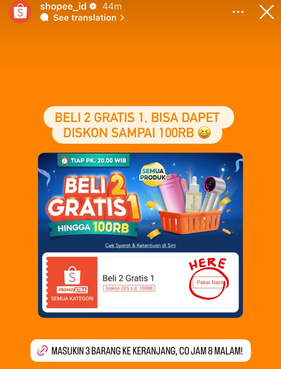 jam 8 malam itu waktunya drama batin, antara mau hemat atau mau checkout, tapi shopee dateng dengan promo beli dua gratis satu, semua prinsip hidup langsung goyah, aku menyerah dengan elegan, sambil bisik ke dompet “nanti kita ngobrol ya” 😁#Jam8MalamShopeeBeli2Gratis1
