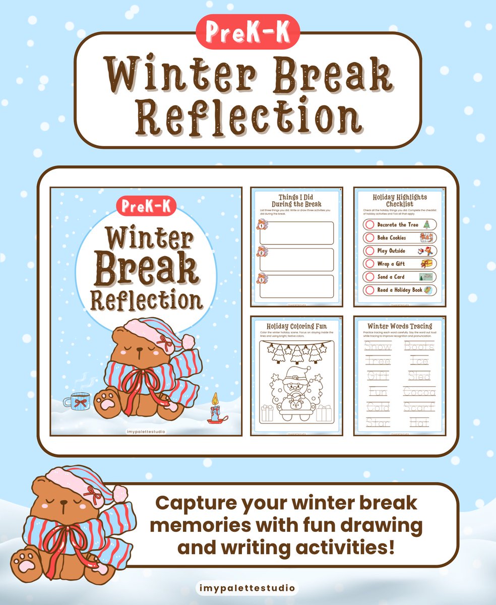 imypalettex's tweet photo. ❄️Strengthen expressive winter learning using prompts encouraging PreK-K children to draw memories, sequence events, and communicate confidently!❄️

GRAB IT NOW ON TPT
🔗 https://t.co/rmiaWKVAWw

#TPT #imypalettestudio #ParentTips #WinterLearning #EarlyChildhood #WorksheetBundle https://t.co/wGbj5YXFHZ