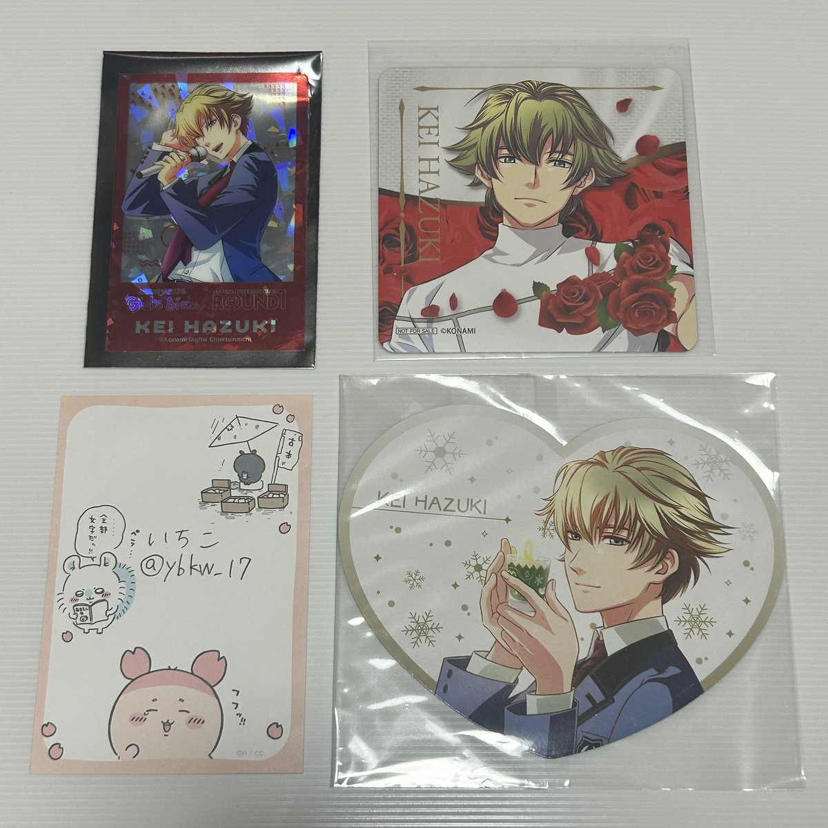 ybkw_17's tweet photo. @pompom041616 初めまして、夜分遅くに申し訳ございません。検索より失礼いたします。
画像の葉月くん3点所持しておりますが、佐伯2点、七ツ森コースターとの郵送交換は可能でしょうか？ご検討の程よろしくお願いいたします。 https://t.co/kYiKrcG71P