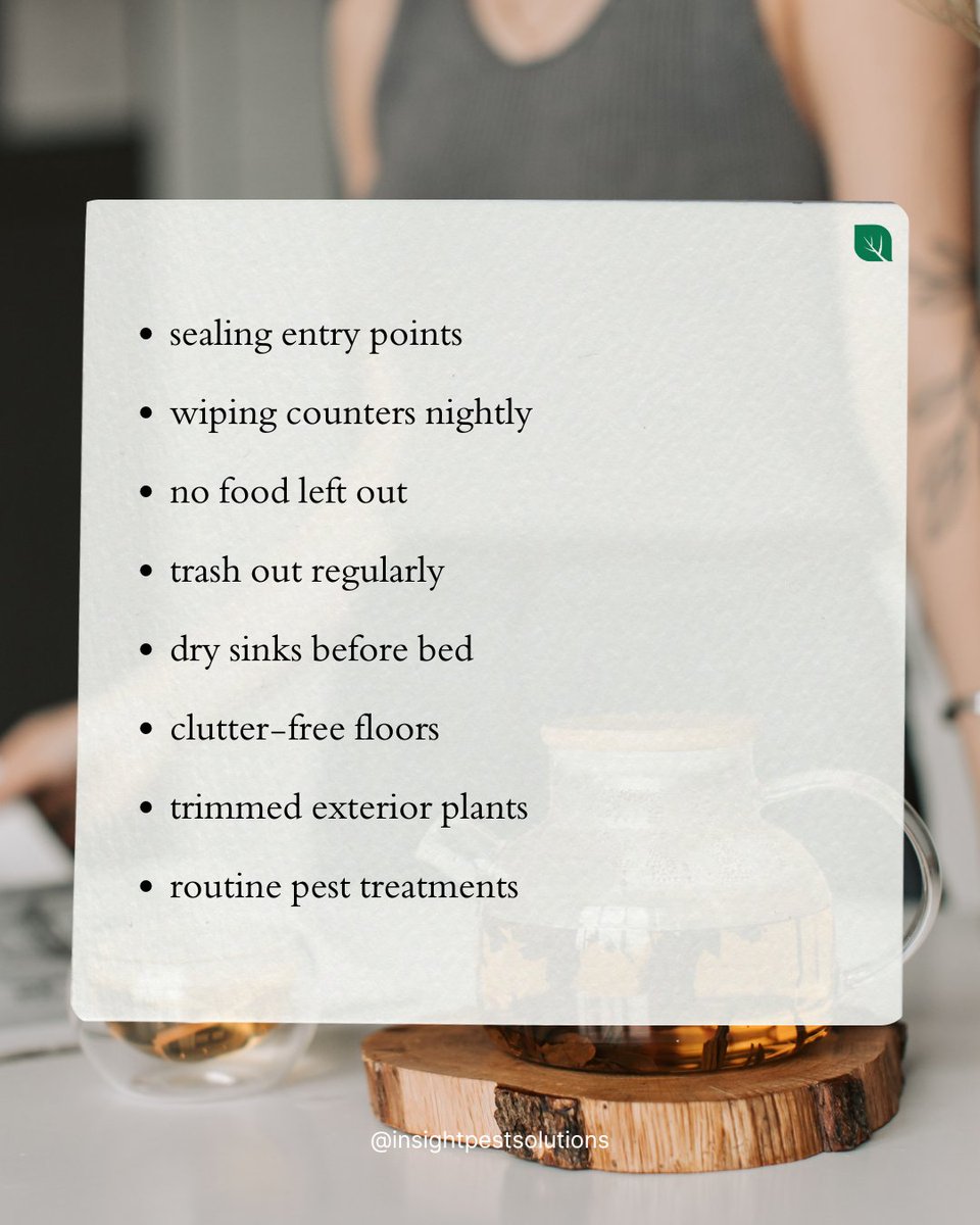 InsightPest's tweet photo. New year, healthier home habits 🏡

Want to keep pests away naturally? Start here ⬇️
✔️ Seal entry points
✔️ No food left out
✔️ Trash taken out regularly
✔️ Dry sinks before bed
✔️ Clutter-free floors
✔️ Trimmed exterior plants https://t.co/iDLjextEUf