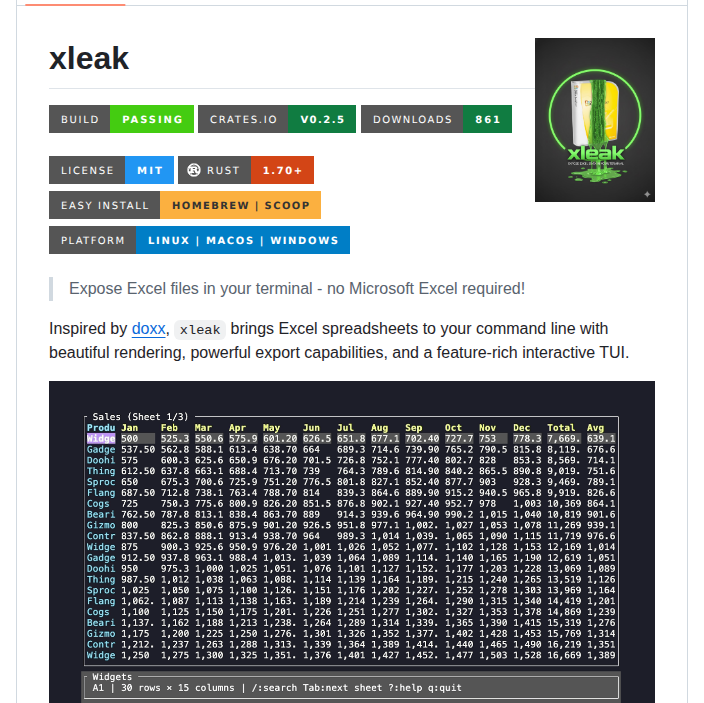 Terminal Excel viewer with a TUI

github.com/bgreenwell/xle…