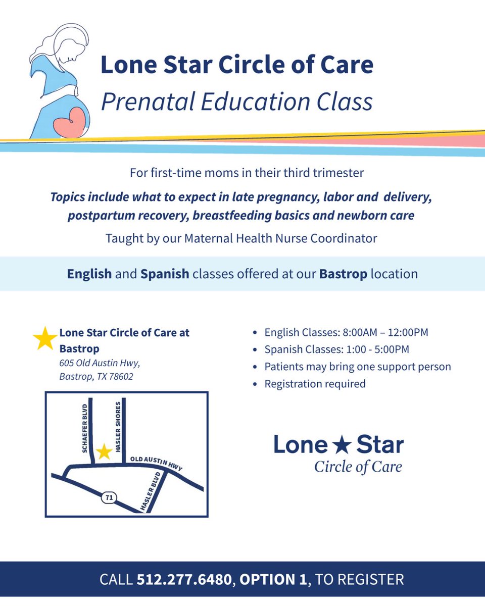 🤰LSCC’s Prenatal Education classes are back! This class is designed for first-time moms in their third trimester to feel prepared for birth and beyond. RSVP required.

Feb. 11 – Texas A&amp;M Health Science Center
Feb. 16 – LSCC at Bastrop

Call 512‑277‑6480, Option 1 to register.