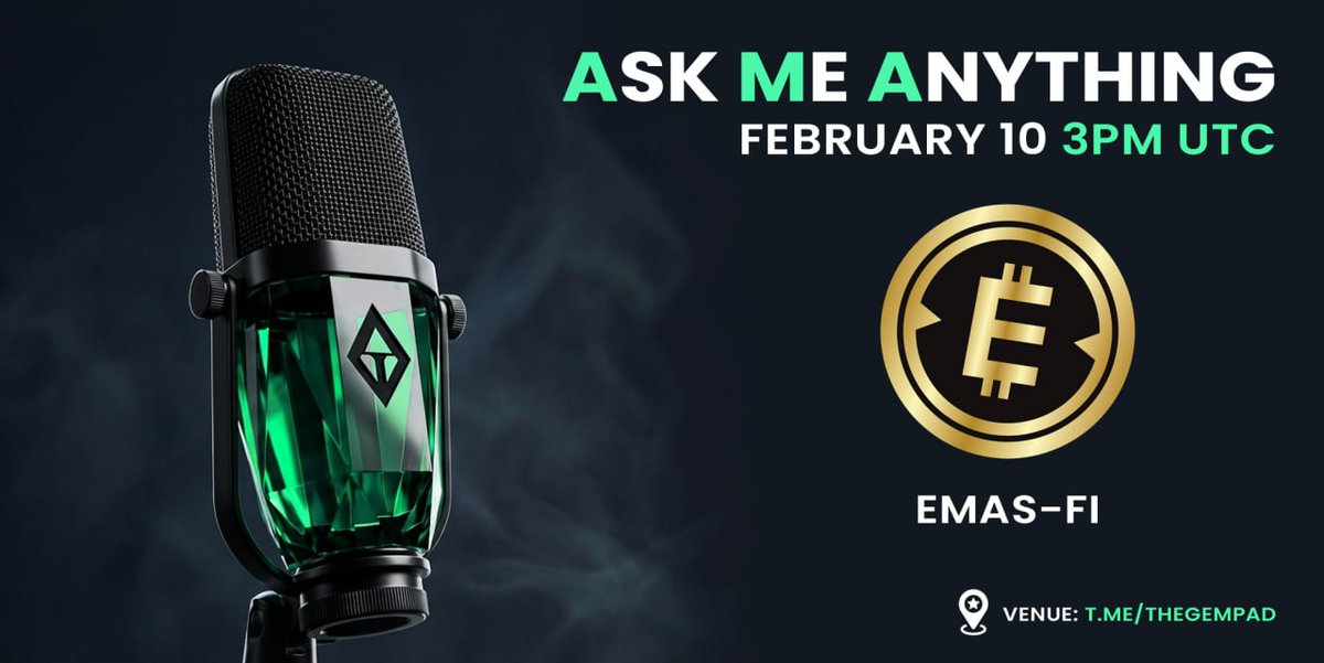 💎 EMAS-FI AMA ANNOUNCEMENT 💎

We're proud to announce the AMA with <a href="/emas_fi/">EMAS-FI</a>.
The AMA is taking place tomorrow at 3pm UTC! 🕗

✅ Presale link: gempad.app/presale/0x733C…

🎁  AMA Giveaway 🎁
2x15 USDT for best questions 
2x15 USDT for random listeners

📱  Check them out at: