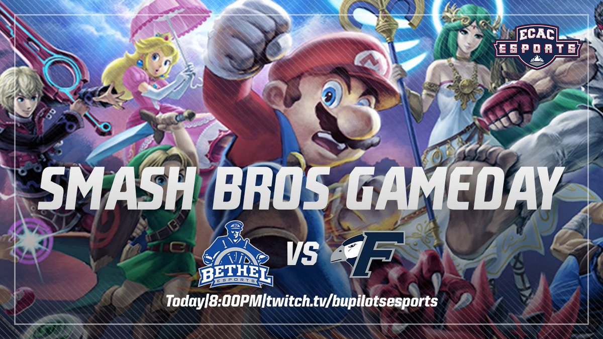 BUPilotsEsports's tweet photo. Get hyped! Bethel Esports goes head to head with the Fisher Falcons in Smash Bros tonight at 8:00 PM. Watch the showdown live at https://t.co/vqDExx7wOf! #BUPilots #Esports #therightwaytoplay #withchristatthehelm https://t.co/mE0r3gly8F