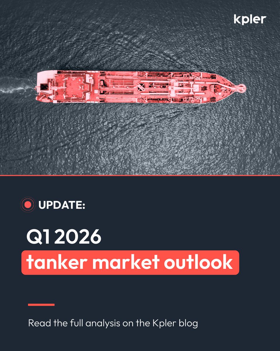 Kpler's tweet image. Q1 2026 tanker market outlook: Shadow fleet disruption and mid-size strength

Tanker markets kicked off 2026 with fresh highs, but beneath the headline strength, structural shifts are driving sharp divergence by vessel class. Our latest #tanker market webinar unpacked why