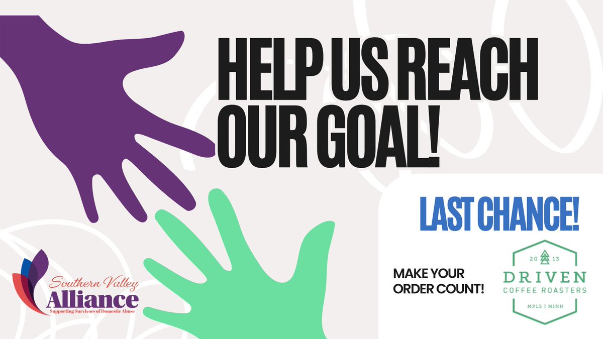 Today is the last day to help us reach our fundraising goal! From coffee &amp; tea to popcorn &amp; trail mix they have it all. Your purchase through <a href="/DrivenCoffee/">Driven Coffee</a> directly impacts our ability to serve our community! supporter.moneydolly.com/fundraiser/dRb…