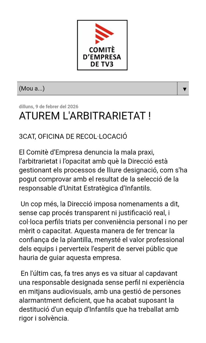 Comitè Empresa TV3 tweet media