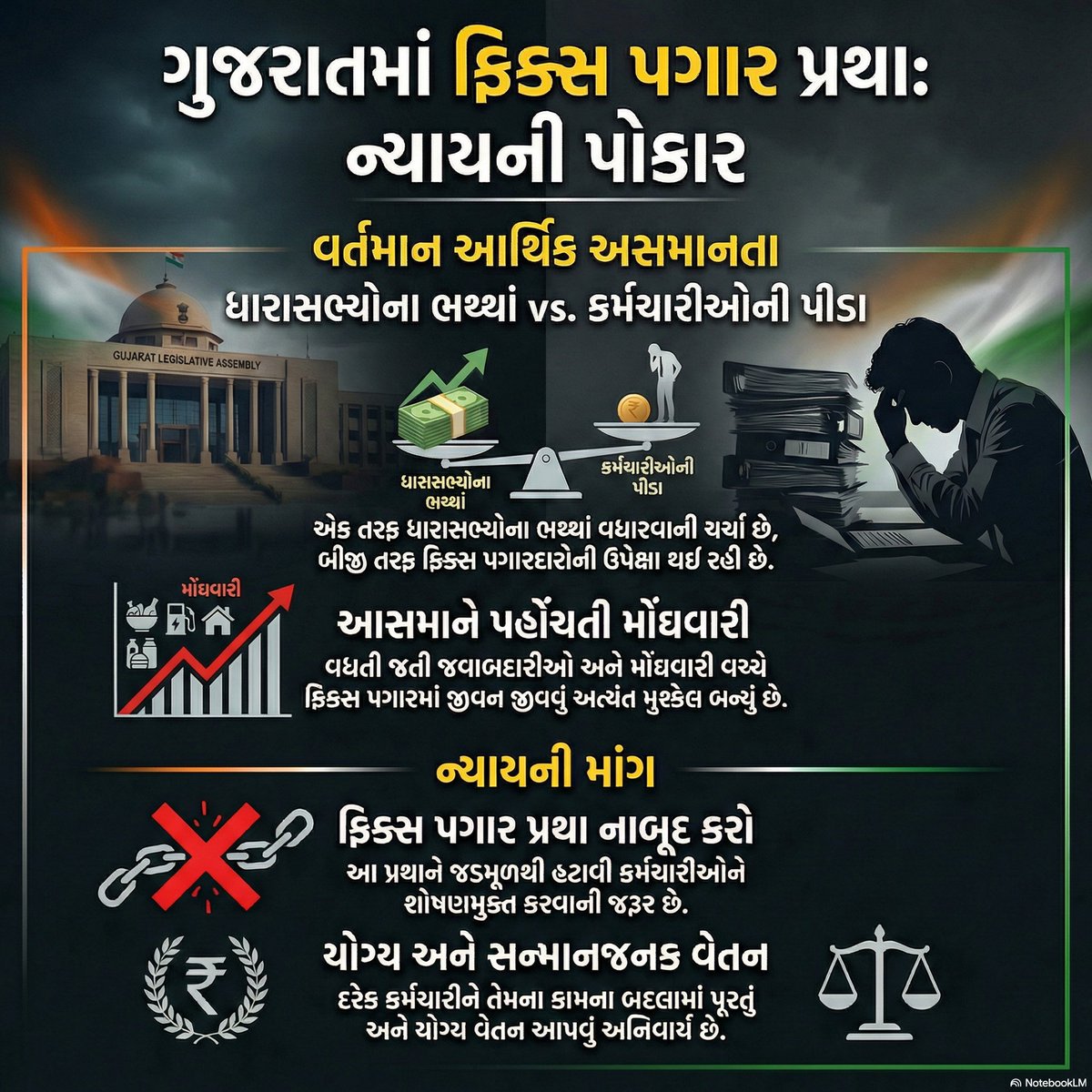 <a href="/sanghaviharsh/">Harsh Sanghavi</a> <a href="/narendramodi/">Narendra Modi</a> <a href="/AmitShah/">Amit Shah</a> <a href="/Bhupendrapbjp/">Bhupendra Patel</a> <a href="/iJagdishBJP/">Jagdish Vishwakarma</a> <a href="/BJP4India/">BJP</a> <a href="/BJP4Gujarat/">BJP Gujarat</a> #Remove_Fixpay_in_gujarat #ગુજરાત માં MLAના ભથ્થાં વધારાની ચર્ચા ચાલે છે પણ વર્ષોથી #ફિક્સ_પગાર માં કામ કરતા હજારો કર્મચારીઓની પીડા કોણ સાંભળશે?
👉 મોંઘવારીમાં ફિક્સ પગારમાં જીવન જીવવું દિનપ્રતિદિન મુશ્કેલ બન્યું છે.
👉સરકારે ફિક્સ પગાર પ્રથા નાબૂદ કરી કર્મચારીઓને ન્યાય આપવો જોઈએ