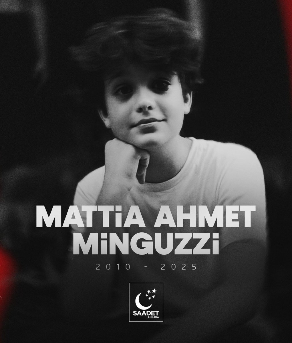 Melek yüzlü evladımız Mattia Ahmet Minguzzi'yi vefatının birinci yıl dönümünde rahmetle anıyor, acılı ailesine sabır diliyoruz. 

Türkiye'yi şiddet, kaos ve cinnet döngüsünden kurtarmak; ülkemizi önce çocuklarımız için emniyetli bir hâle getirene kadar çalışmaya devam edeceğiz.