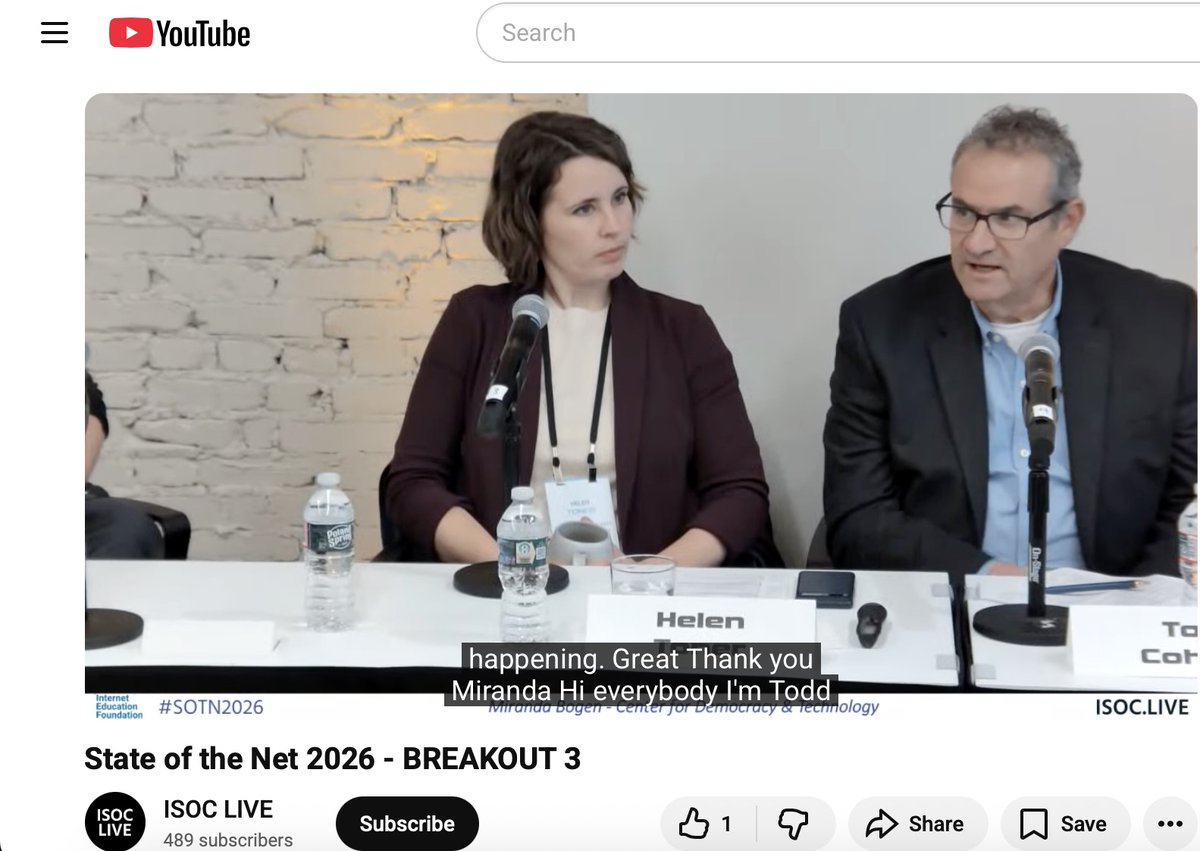 christinayiotis's tweet image. #SOTN2026 #AI #Liability: Who's Responsible When Machines Act? @CenDemTech AI Gov. Lab Director Miranda Bogen @manatt Partner Tod Cohen @CSETGeorgetown Interim Exec. Director Helen Toner @abundanceinst Head of AI Policy Neil Chilson Clarion AI Partners Sr. Partner Aaron Rieke