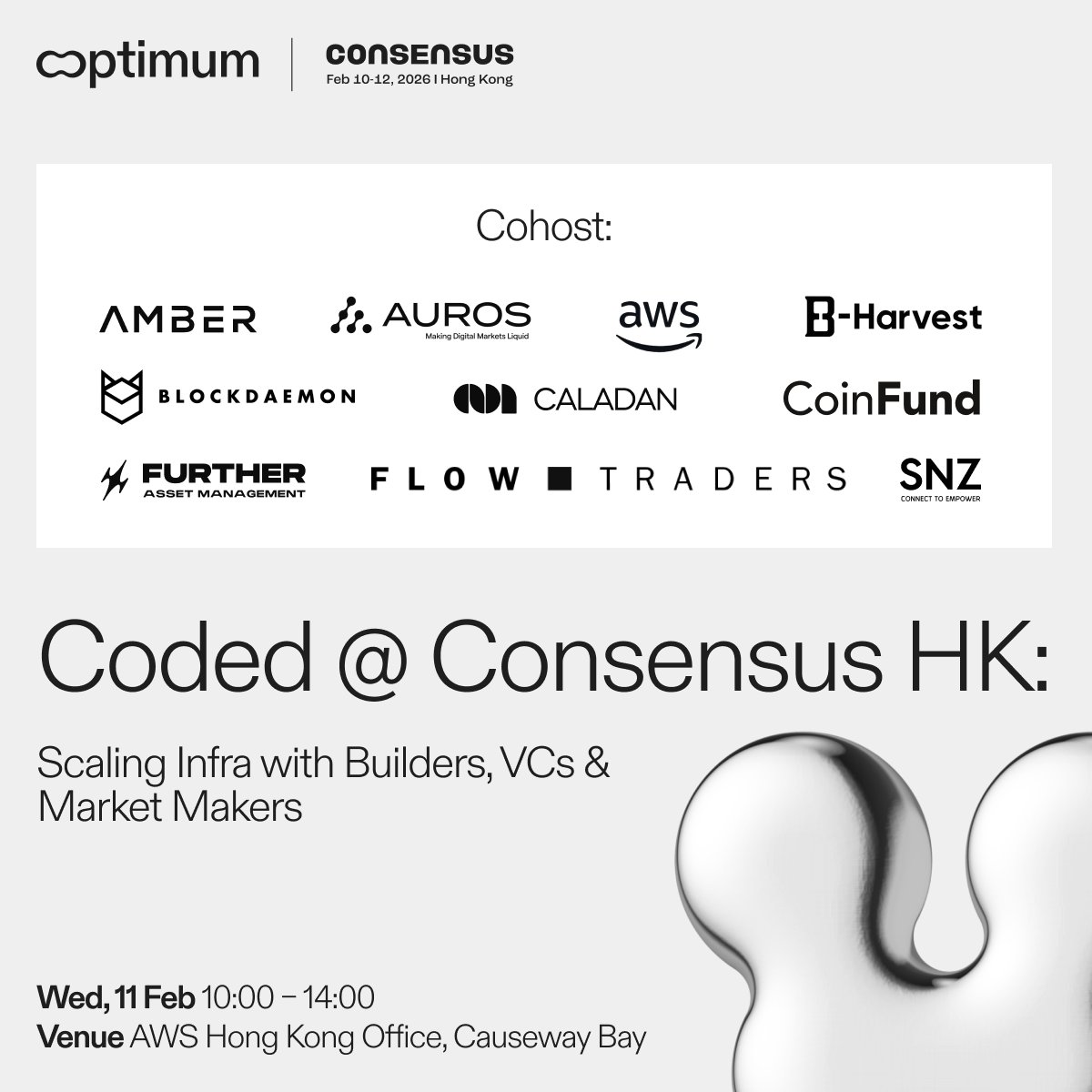 get_optimum's tweet photo. Gmum, from Hong Kong!

Hyped for @consensus_hk this week, especially our CODED event we're co-hosting with industry leading infra builders, VCs, and market makers.

Join us to find out how high performance infra is setting the stage for onchain markets to thrive at scale. https://t.co/PFZ5goakcD