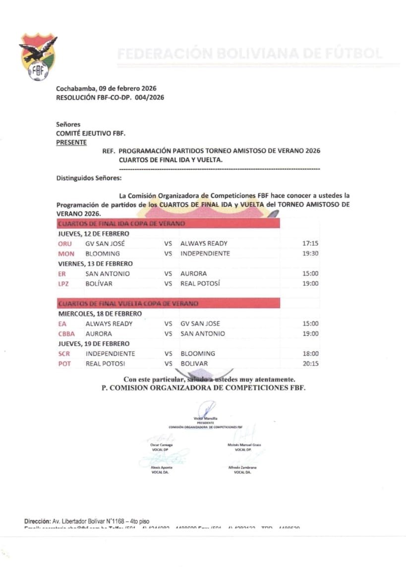 sanchez_luber's tweet photo. Programación de los cuartos de final Torneo Amistoso de Verano, @BloomingOficial jugará en Montero ante Independiente. 19:30 hras. https://t.co/B0Fvru9CQU