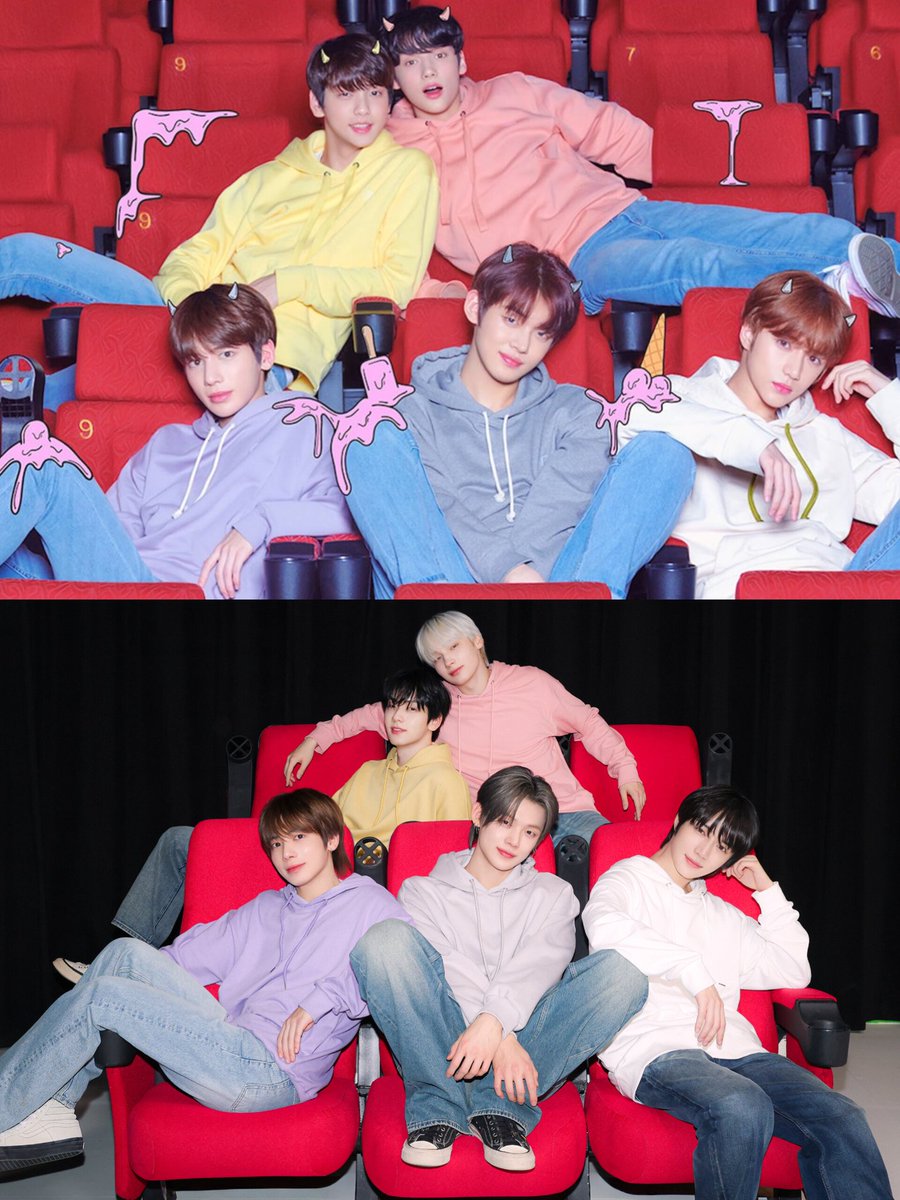 txtpopbase's tweet image. TXT recreated a photo from 7 years ago, taking the same shot again in 2026.