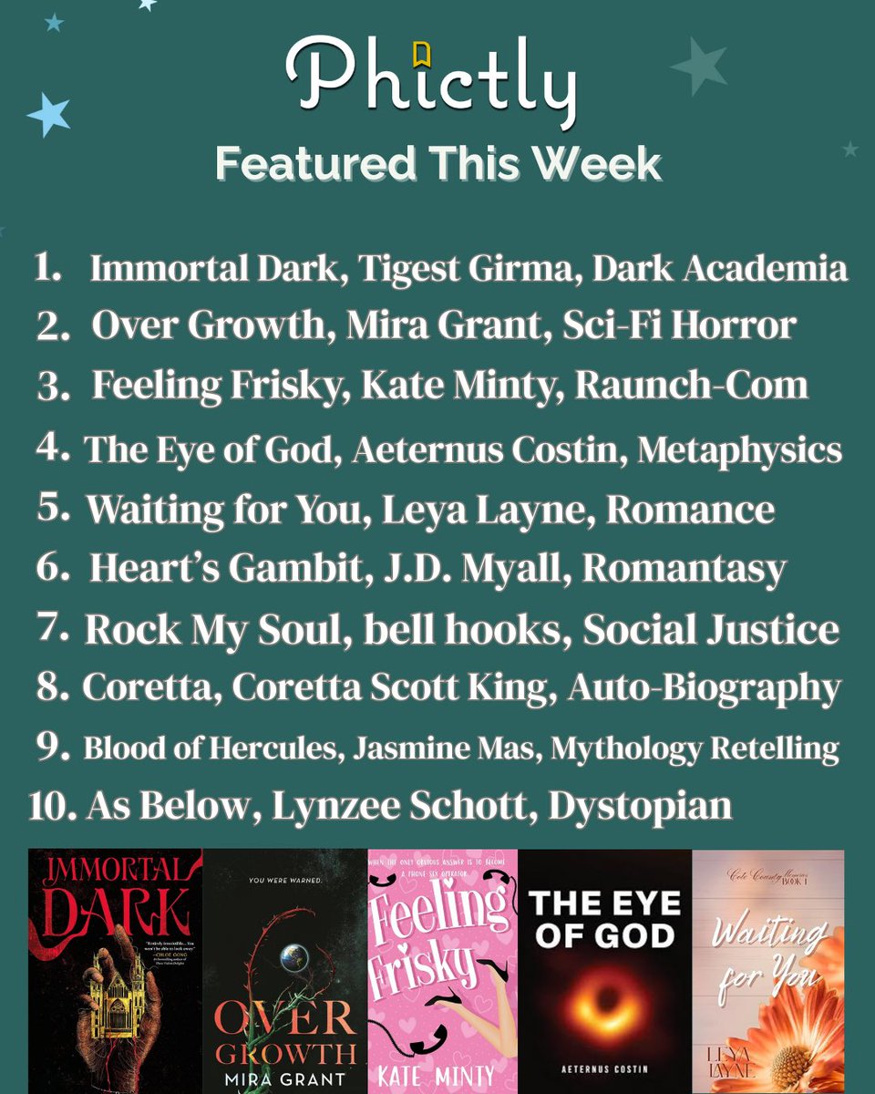phictly's tweet photo. 📚✨ Meet your next obsession, featured weekly on Phictly.
Every week, we spotlight a new book that deserves your attention. From hidden gems to fan favorite chaos, Phictly Featured is where your TBR gets a glow up.

Want your book or your favorite author in the mix?
👉🏽 Check out our feature page and submit here: https://t.co/LOMVVWkJUY

Discover something new. Hype something you love.
Your next great read starts in Phictly Featured.

#phictly #booktok #bookstagram #readersofinstagram #bookcommunity