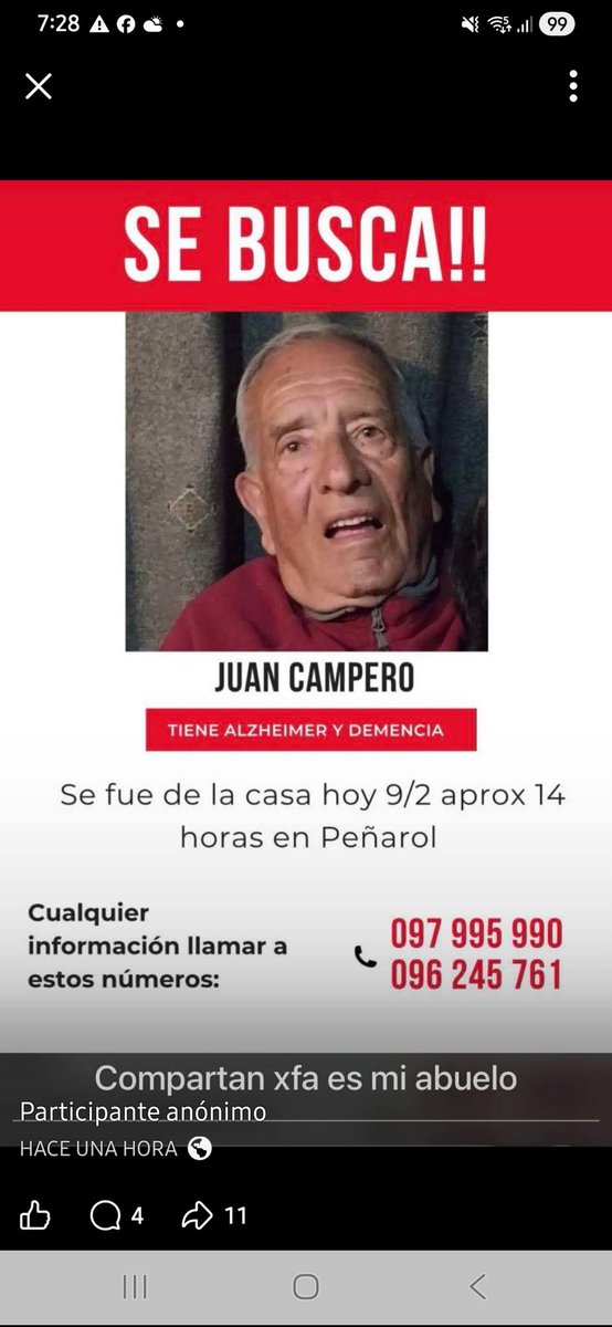 La flia lo busca, se perdió hoy 9/2 cerca de las 14 hs.
Montevideo
Uruguay
RT RT