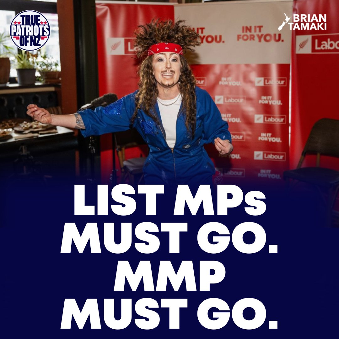 LIST MPs MUST GO. MMP MUST GO.

Today exposes everything wrong with MMP.

It’s the first day in Parliament for Labour’s latest liberal list MP, Georgie Dansey.

Not elected by the people.
Not accountable to voters.
Installed by a party list.

She openly identifies as “queer” and